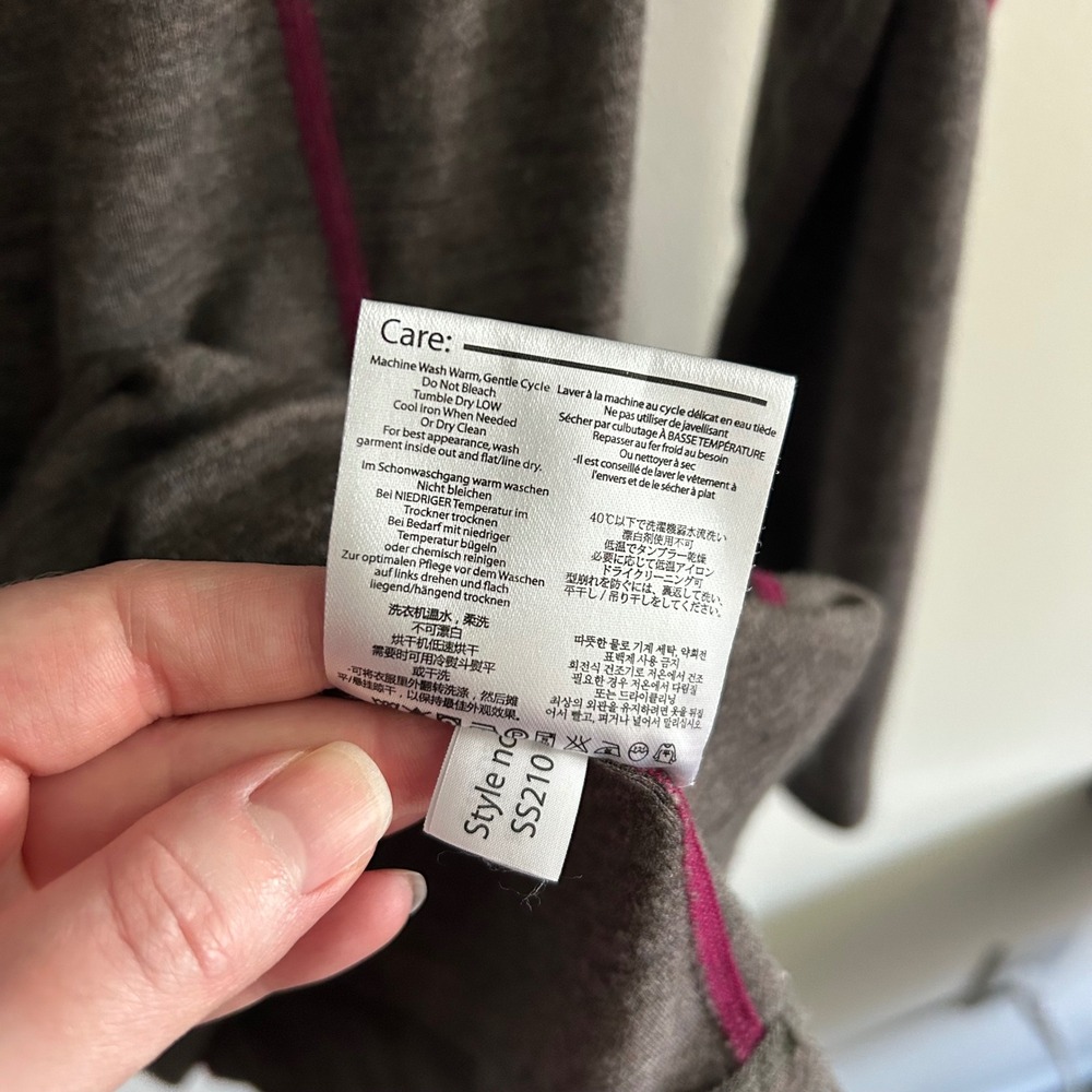 Smartwool Hoodie Charcoal Gray Large Merino Wool Thumbhole Base Layer Magenta - Picture 5 of 6
